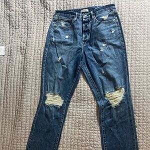 Good American Distressed Blue Jeans